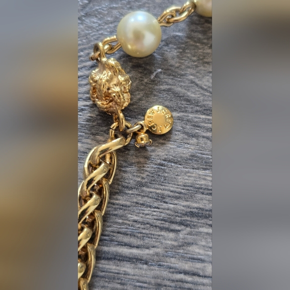 Long heavy Jcrew  gold chain pearl crystal statement necklace (3 tiered) - Picture 3 of 9